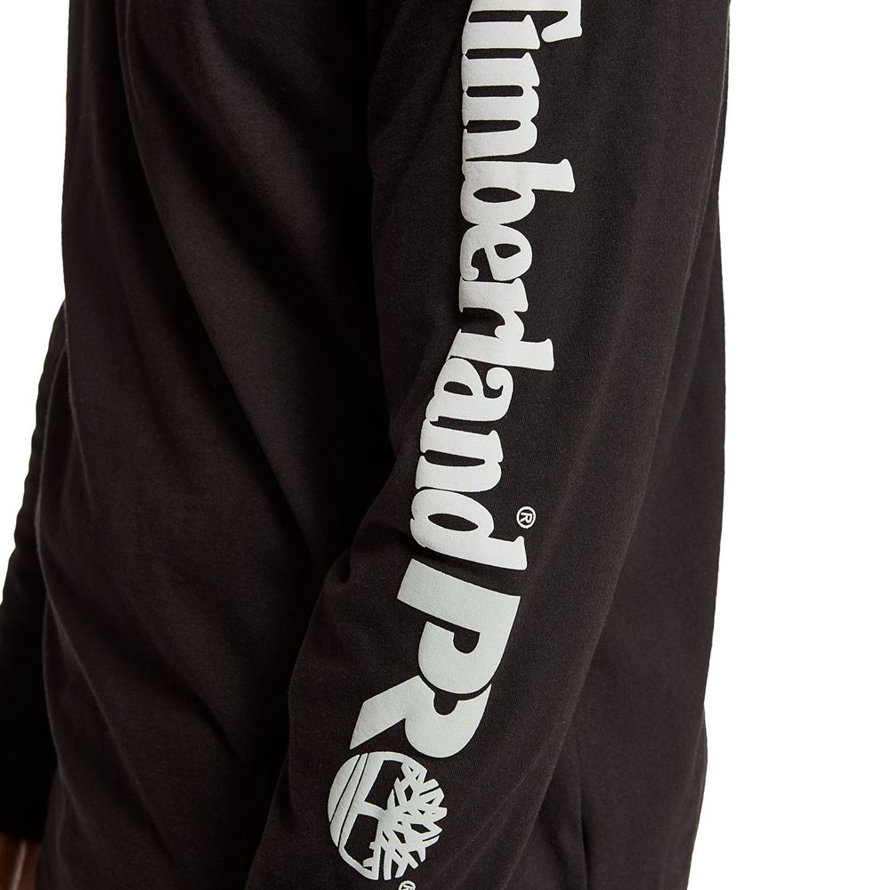 Timberland Mens T-Shirts PRO® Logo Sleeve Base Plate Wicking - Black - India HZ0854739